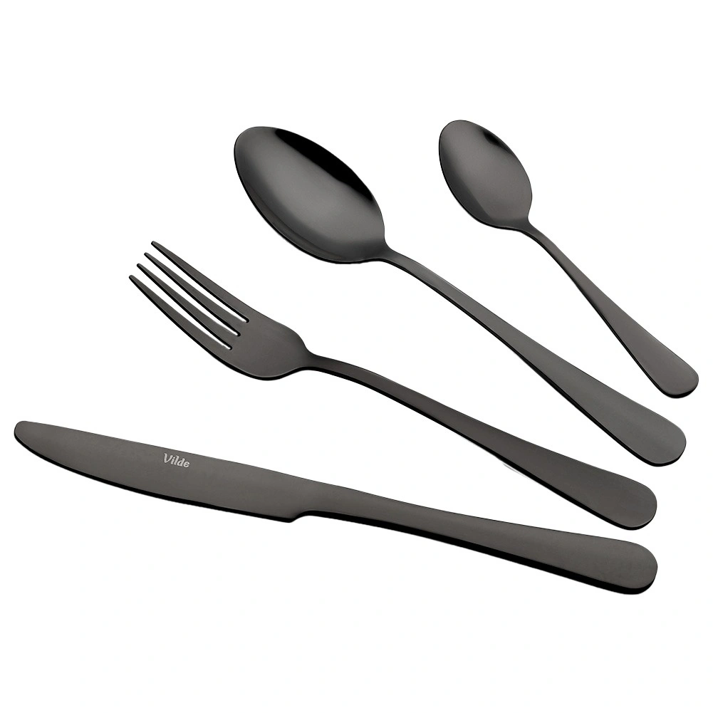 Stalo įrankių rinkinys iš nerūdijančiojo plieno, juodas, 16 vnt. 2