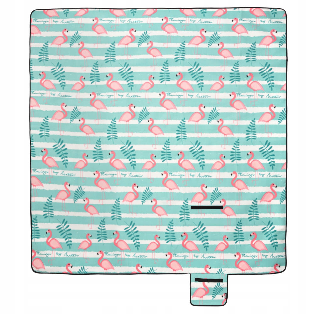 Pikniko antklodė meteor 200x200 flamingos alu 3 sluoksnių kompaktiška 2xl didelė