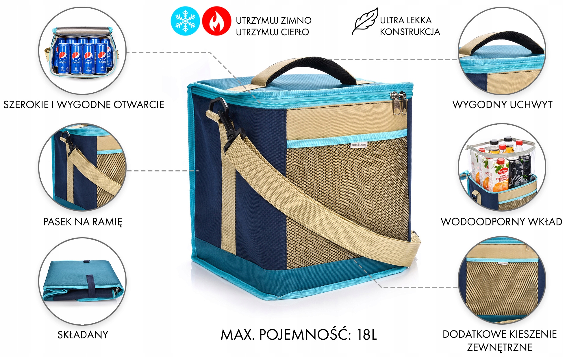 Šaldymo krepšys Meteor Frigid 18l, mėlyna
