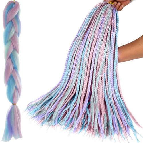 Sintetiniai plaukai ombre violetinė-mėlyna, 60 cm