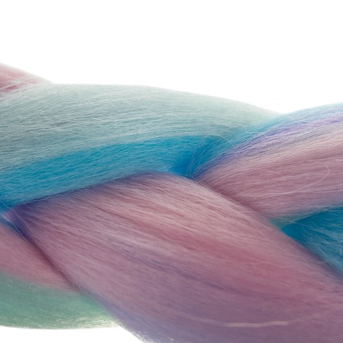 Sintetiniai plaukai ombre violetinė-mėlyna, 60 cm