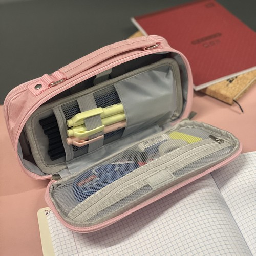 Pieštukų dėklas 24517, dvigubas, rožinis