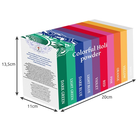 Spalvoti holi pudra - rinkinys 10x100g