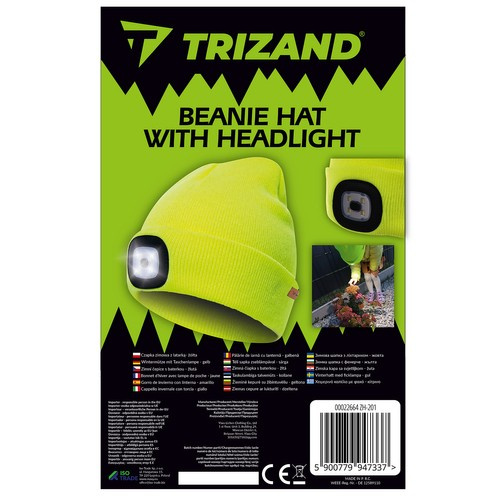 Žieminė kepurė su led žibintuvėliu - neoninė geltona, iso trade