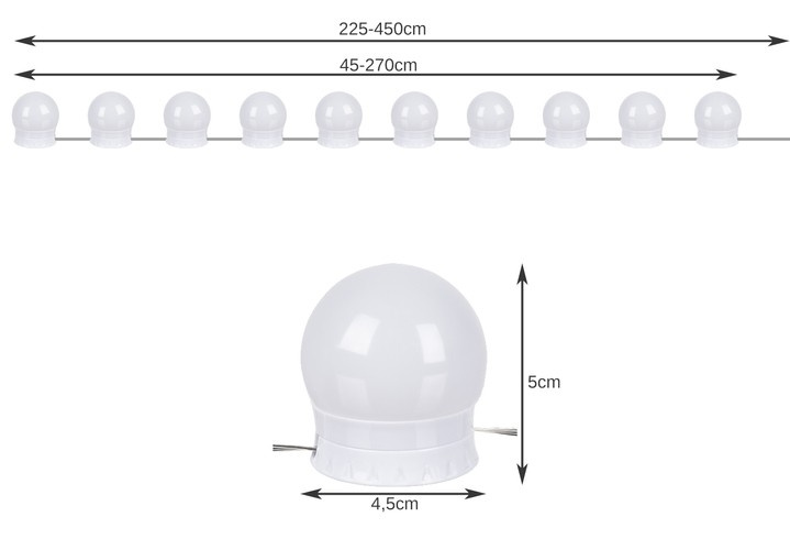 Veidrodinės / tualetinio staliuko led lempos - 10 vnt.