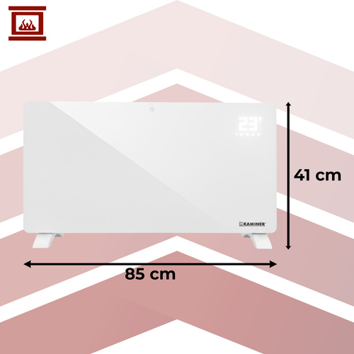 Elektrinis stiklinis radiatorius kaminer zelva 2500w 1