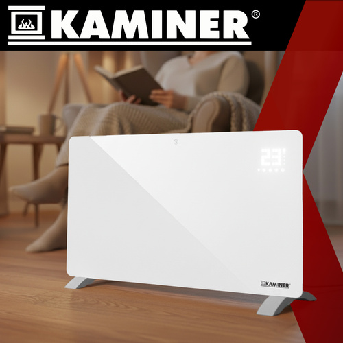 Elektrinis stiklinis radiatorius kaminer zelva 2500w