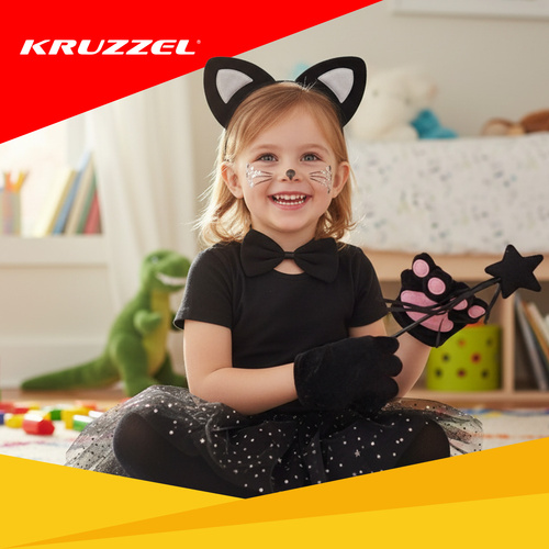 Katės kostiumas mergaitei kruzzel 7 dalių