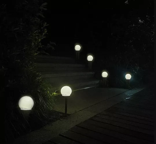 Saulės sodo šviestuvai - rutuliniai, led, 6 vnt.