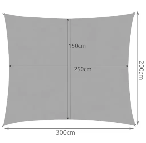 Stačiakampė saulės burė gardlov 3x2 m pilka