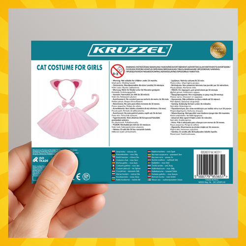 Katės kostiumas mergaitei, rožinis, 4 dalių, kruzzel 26517