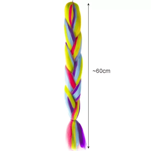 Sintetinis plaukų pluoštas, vaivorykštės spalvos, 60 cm
