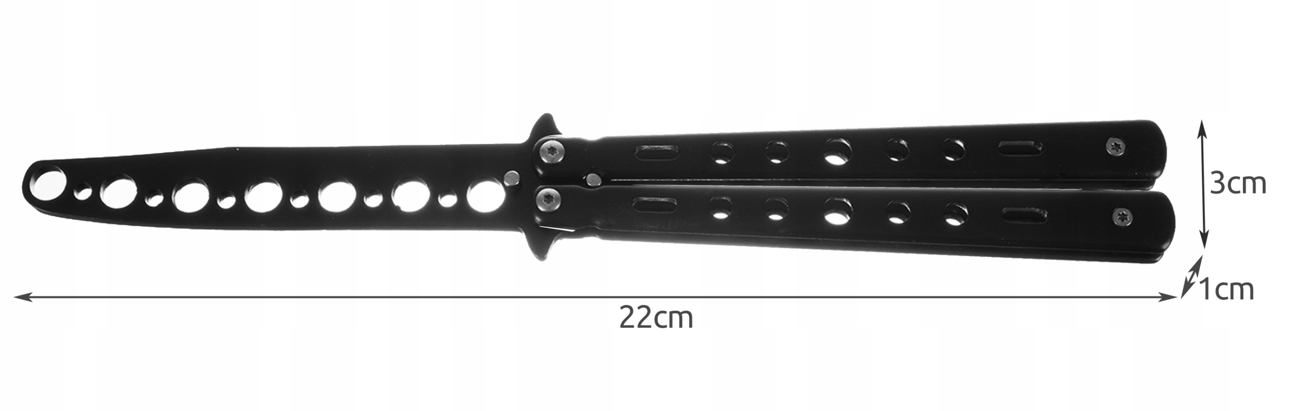 Mokomasis drugelio formos peilis, juodas