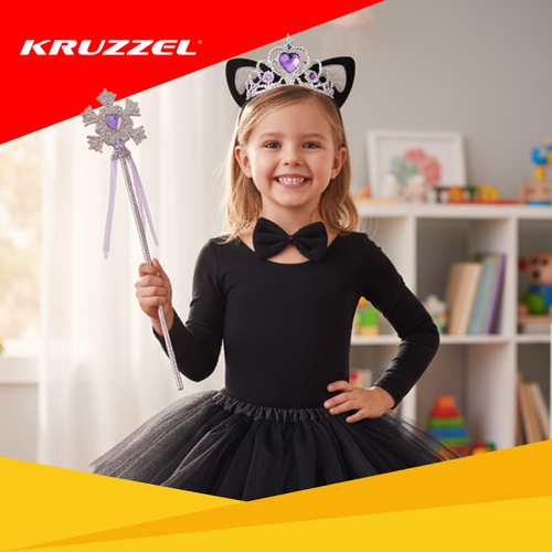 Katės kostiumas mergaitei kruzzel, 7 dalių rinkinys