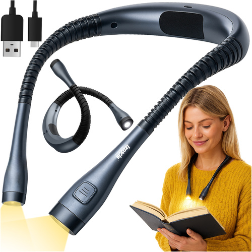 Kaklo skaitymo lempa izoxis led usb-c įkraunama
