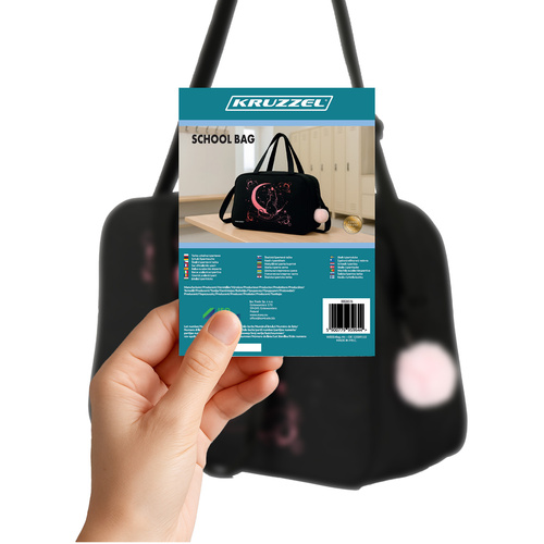 Mokyklinė sportinė kuprinė kruzzel 26516, 13 l talpos, juoda/rožinė