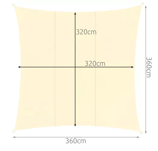 Šešėlinė burė 3,6x3,6 m, smėlio spalvos