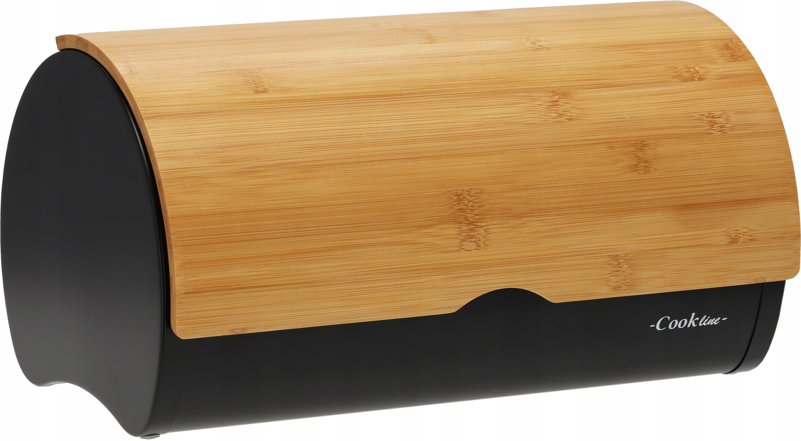 Sabroso juoda emaliuota duonos dėžė su bambukiniu dangteliu 38x25x18cm chm