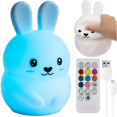Vaikiška led naktinė lempa izoxis rabbit su rgb apšvietimu ir nuotolinio valdymo pultu