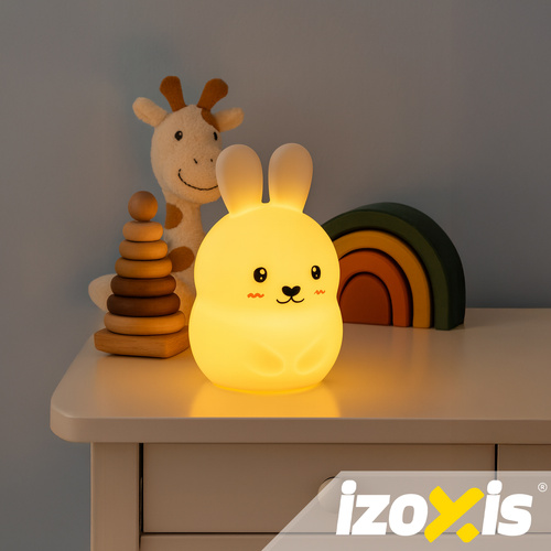Vaikiška led naktinė lempa izoxis rabbit su rgb apšvietimu ir nuotolinio valdymo pultu
