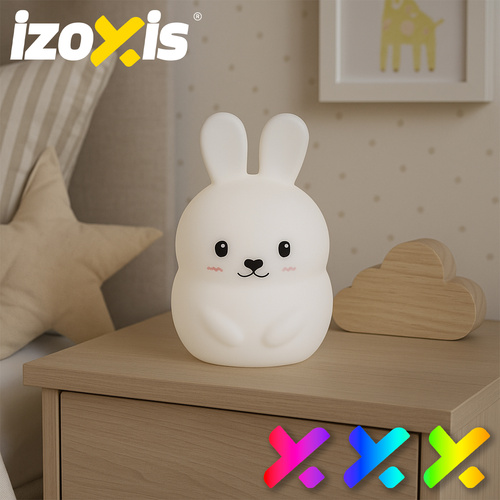 Vaikiška led naktinė lempa izoxis rabbit su rgb apšvietimu ir nuotolinio valdymo pultu