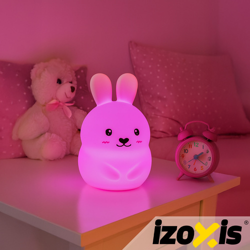 Vaikiška led naktinė lempa izoxis rabbit su rgb apšvietimu ir nuotolinio valdymo pultu