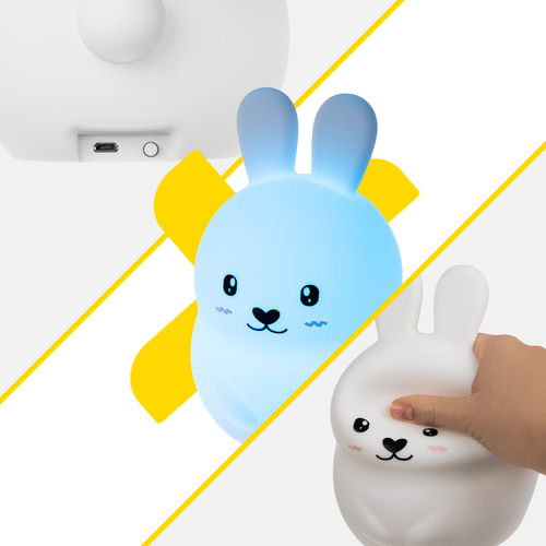 Vaikiška led naktinė lempa izoxis rabbit su rgb apšvietimu ir nuotolinio valdymo pultu