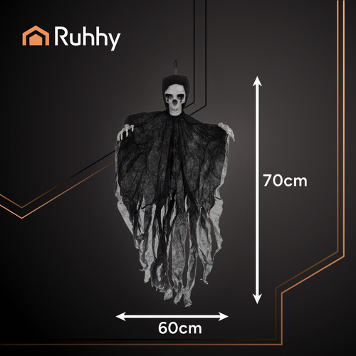 Dekoracija ruhhy kabantis skeletas 70 cm 1