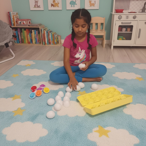 Kiaušinių rūšiuoklė montessori dėlionė, 12 vnt.