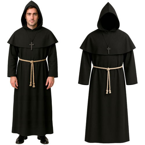 Vienuolio kostiumas suaugusiems ruhhy, juodas, dydis l, 130 cm