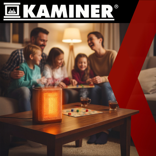 Keraminis šildytuvas kaminer lumni 1500w su termostatu ir laikmačiu, 45x20x20 cm