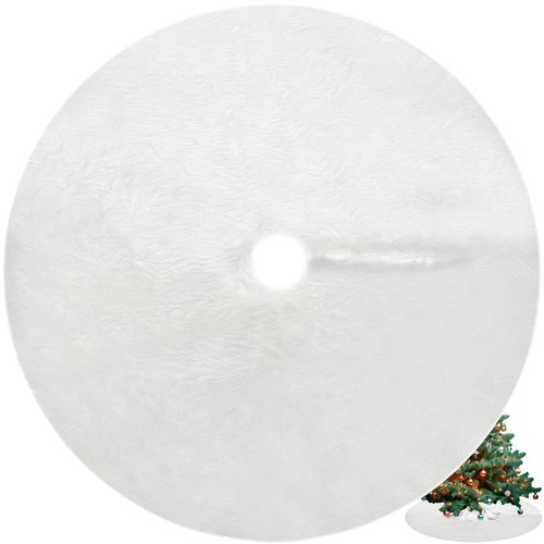 Kalėdinės eglutės kilimėlis 150 cm, baltas, 100% poliesteris