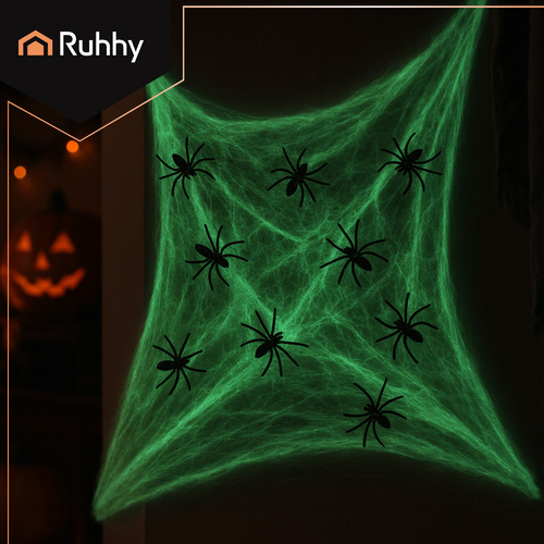 Fluorescencinis voratinklis su vorais ruhhy helovinui