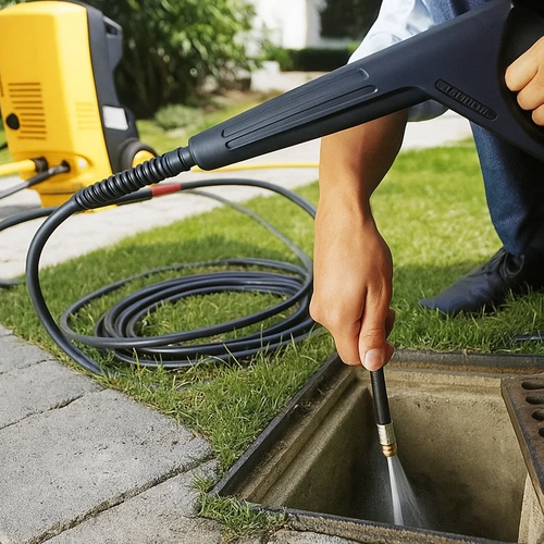 Vamzdžių ir paviršių valymo žarna ruhhy 15 m su adapteriais