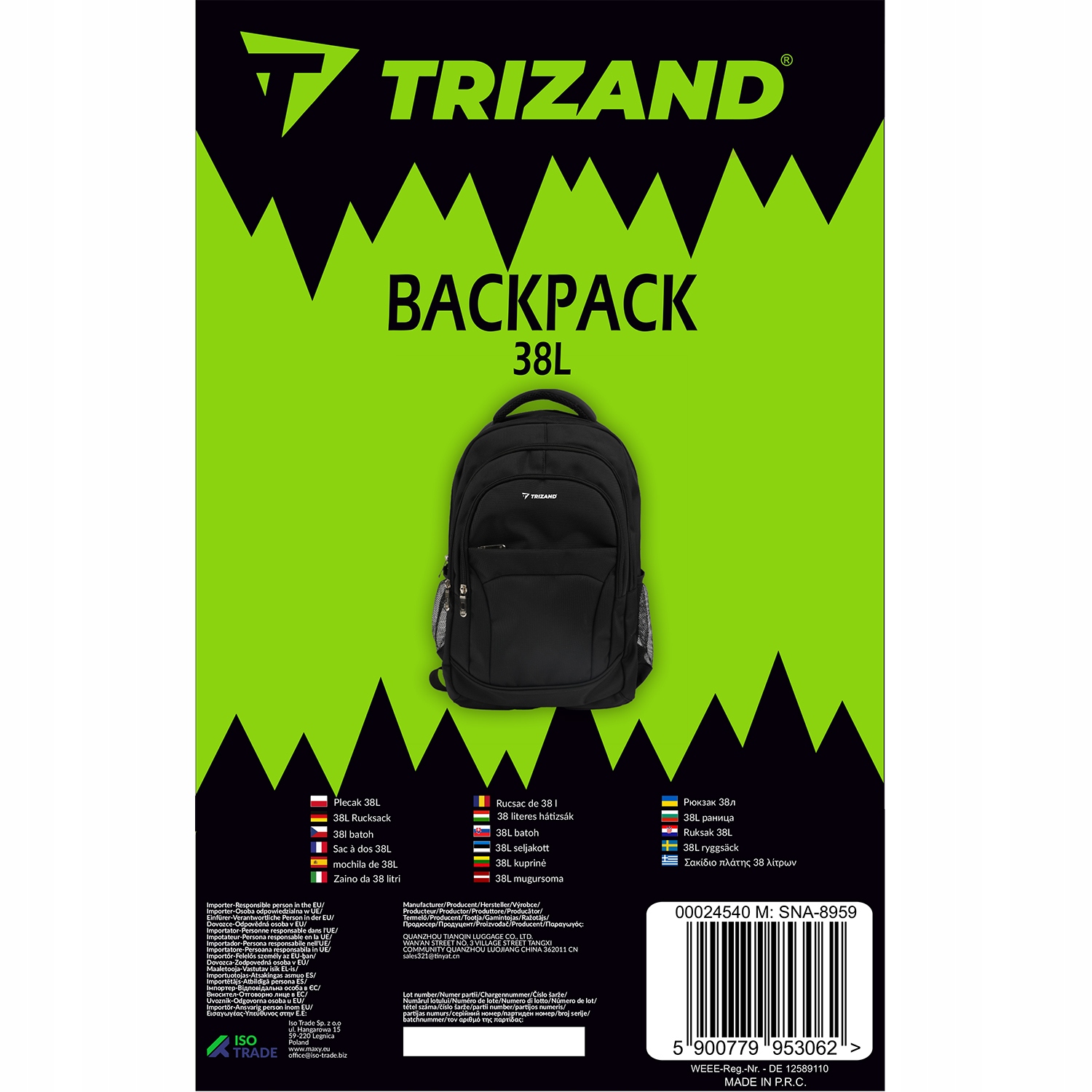 Trizand 38l trizand 24540 kuprinė