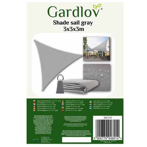 Šešėlinė burė gardlov 3x3x3m pilka