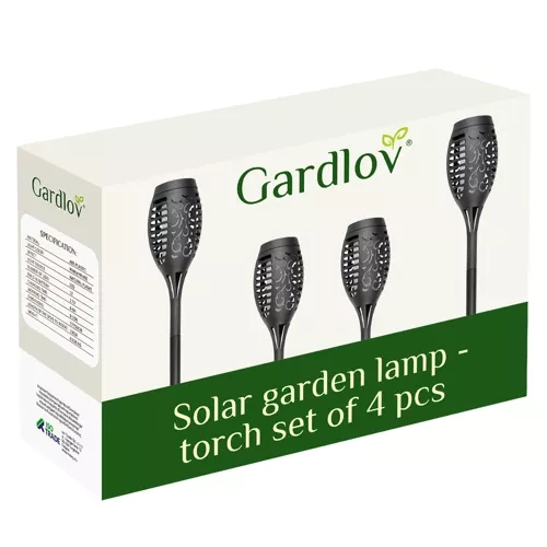 Sodo lempos su liepsnos efektu, 4 vnt., 7x51 cm