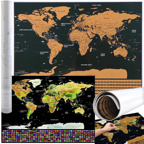 Nutrinamasis pasaulio žemėlapis su vėliavomis iso trade 82x59 cm