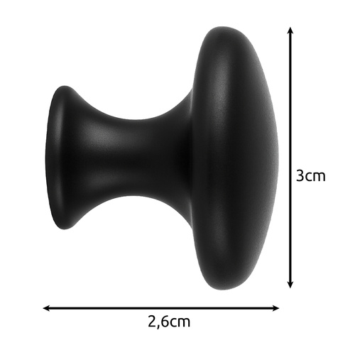Baldų rankenėlės juodos matinės 30mm 10 vnt.