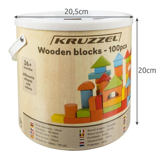Medinių kaladėlių rinkinys kruzzel, 100 vnt.