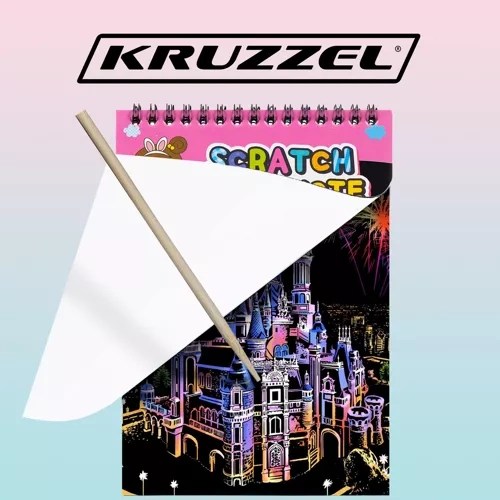 Braižymo kortelių blokas Scratch-off su medine lazdele Kruzzel