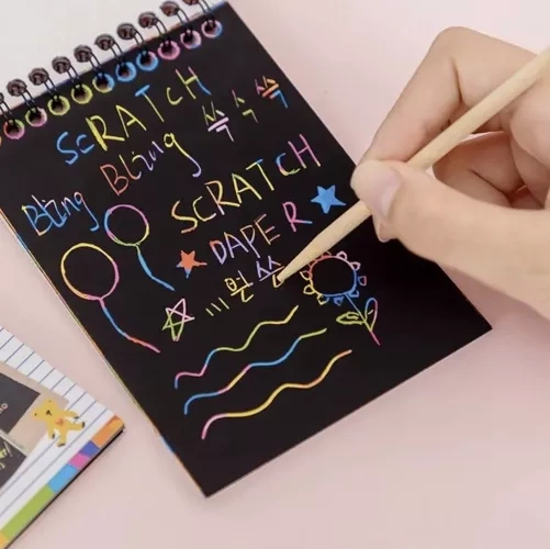 Braižymo kortelių blokas Scratch-off su medine lazdele Kruzzel