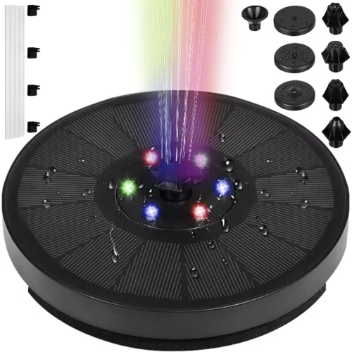 Saulės fontanas gardlov su 7 keičiami antgaliai ir rgb led apšvietimu