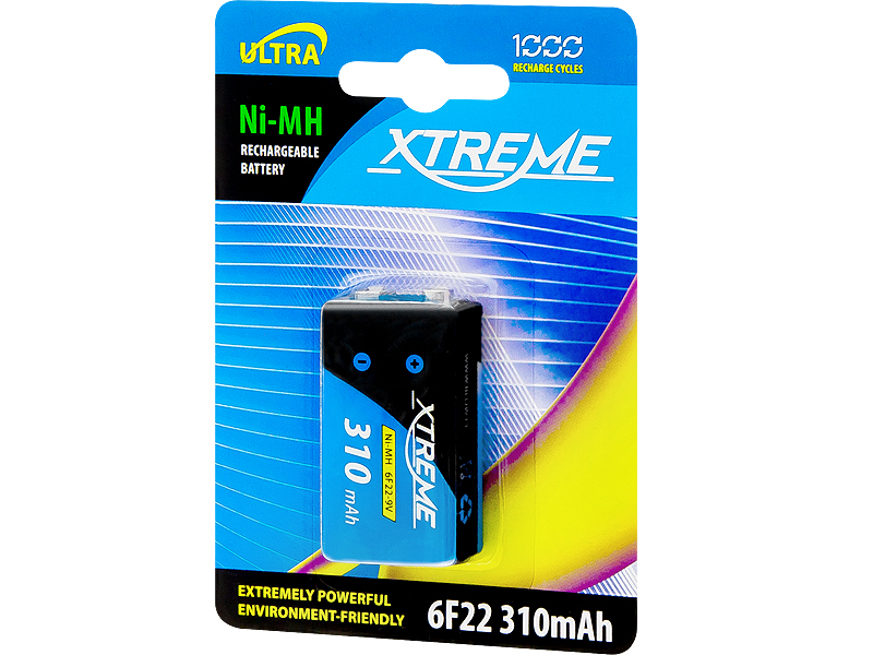 Akumuliatorius Xtreme rechargeable elementai 9V 310mAh 6F22