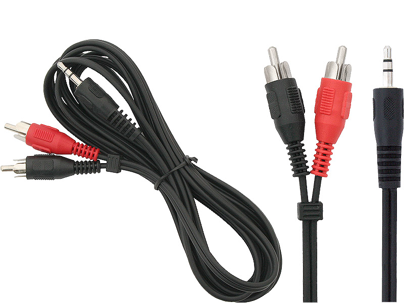 3,5 mm stereo ir 2RCA garso kabelis, 1,8 m