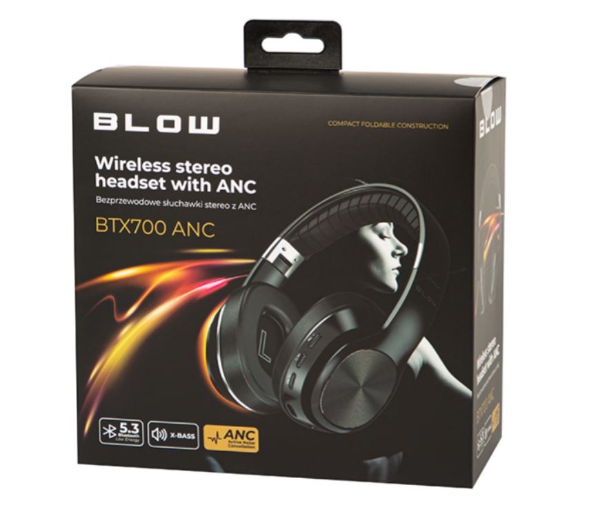 Belaidės ausinės su triukšmo slopinimu BTX700ANC, Bluetooth 5.3, juodos, iki 10 valandų veikimo trukmė