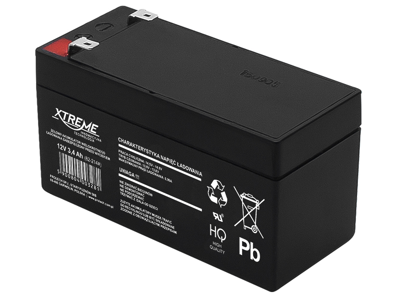 Švino akumuliatorius xtreme agm 12v 3.4ah