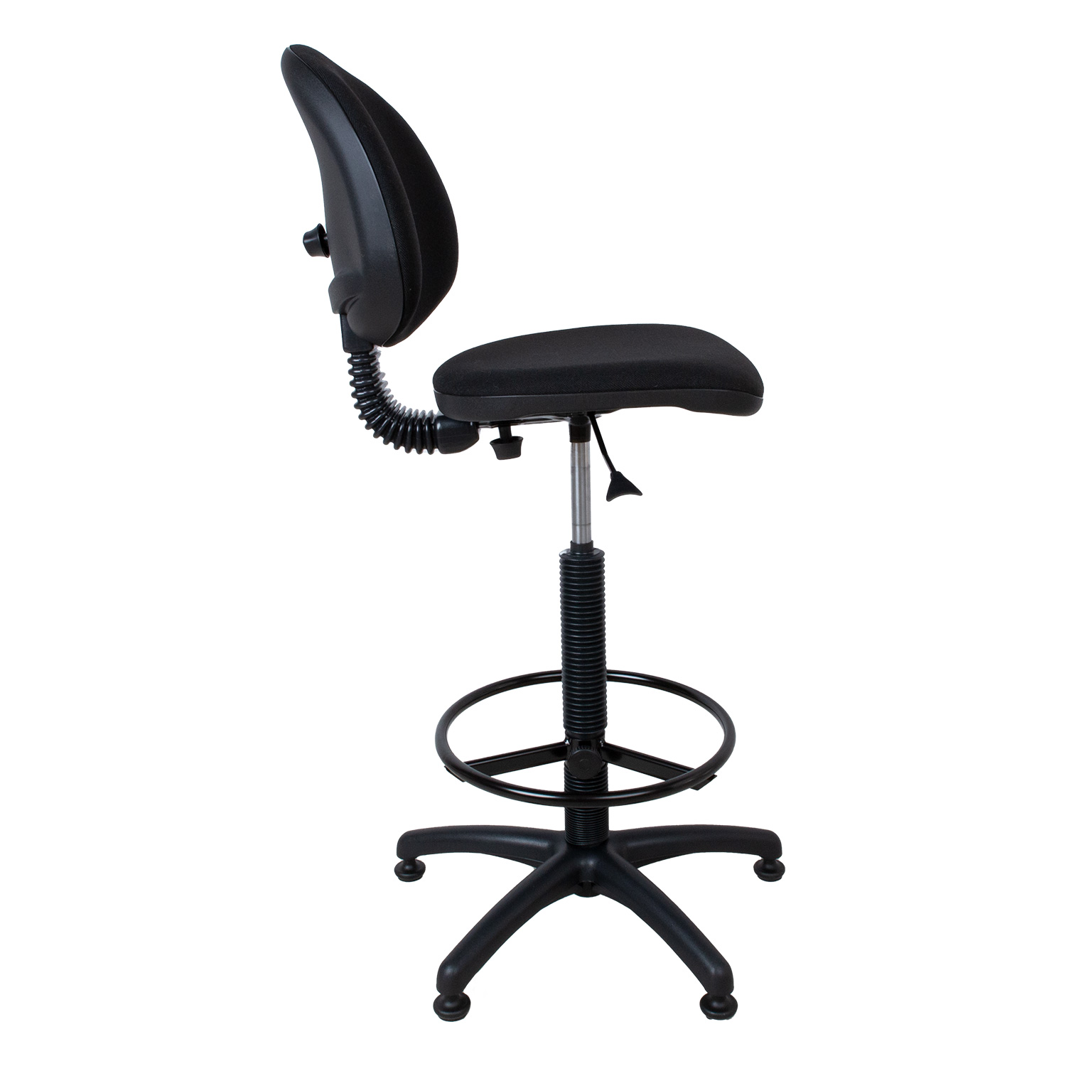 Augsts krēsls ar regulējamu atzveltni, melns, 46 × 42,5–46,5 × 109–132,5 cm