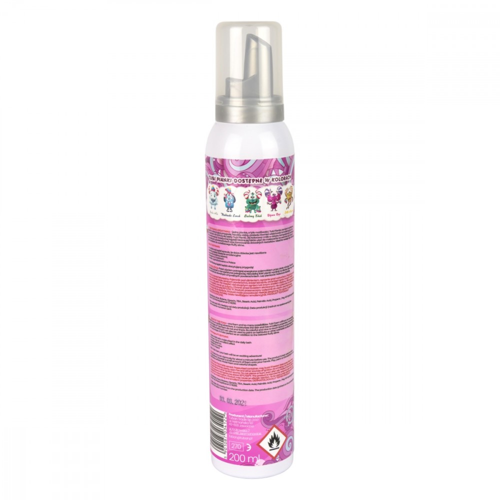 Vonios putos vaikams tuban tubi foam pink lily, 200 ml