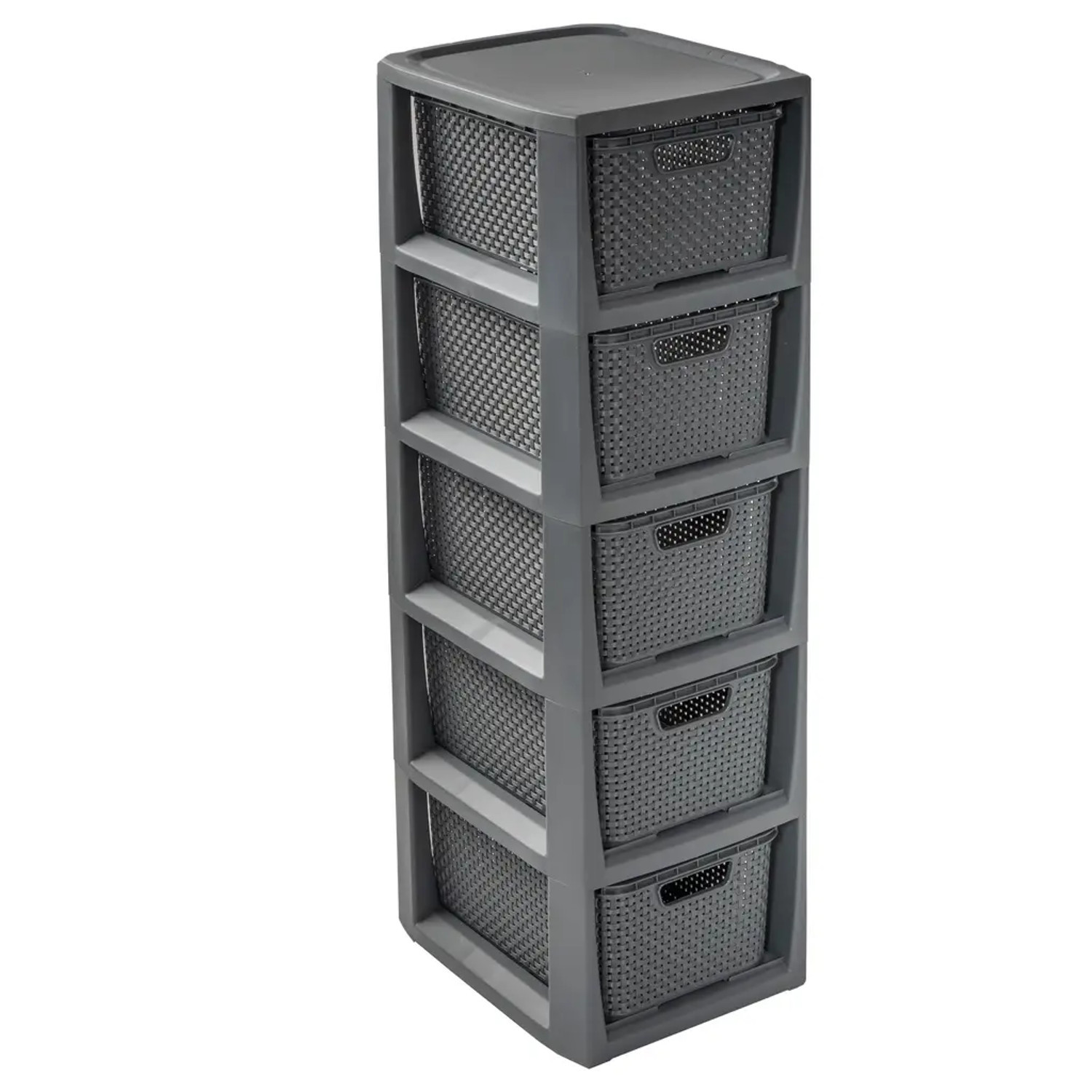 Branq daiktadėžių lentyna Rattan, 80 cm, antracito spalvos